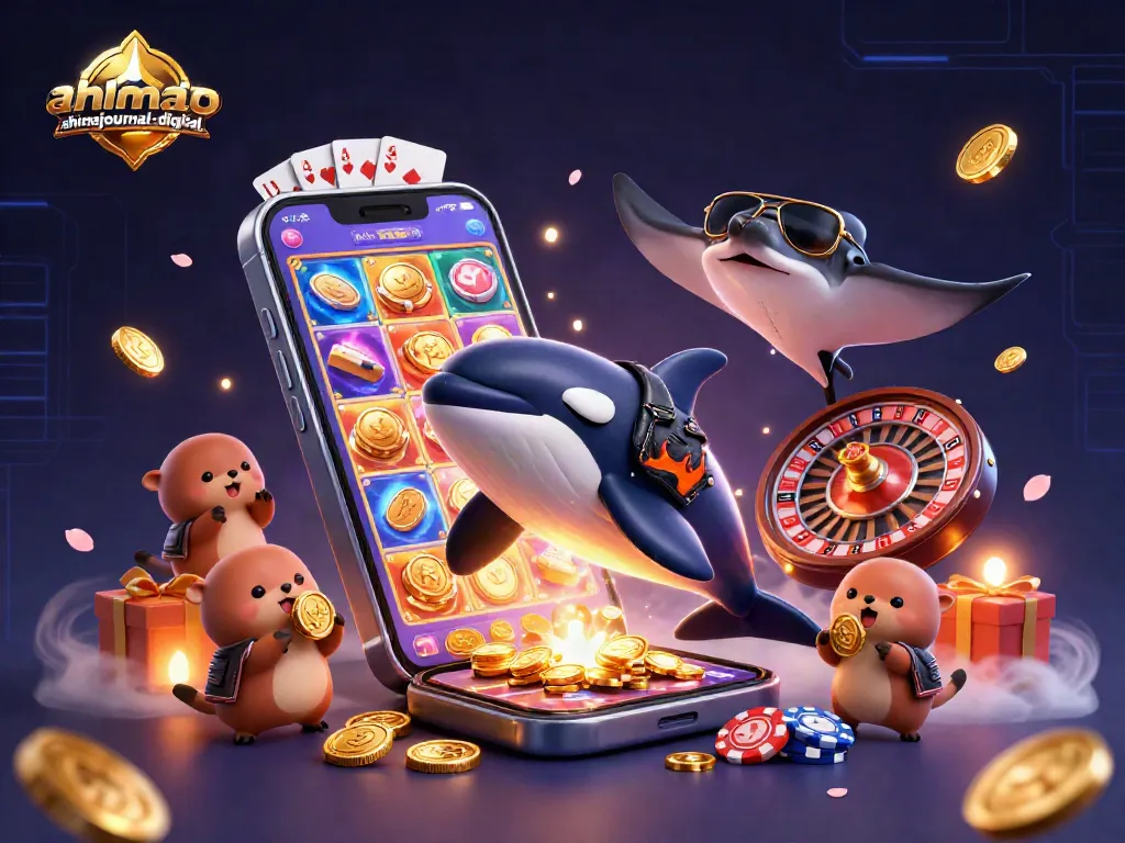 Engage with ahimajournal-digital's vibrant 3D casino scene, featuring characters and dynamic gambling elements.
