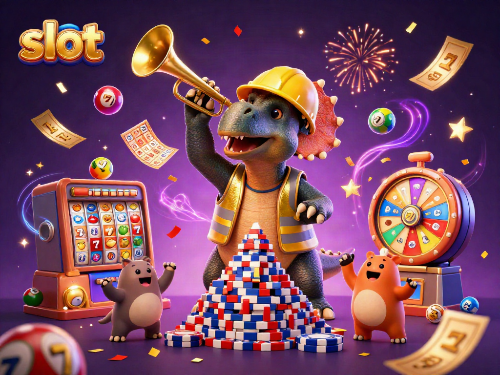 Delve into exhilarating slot gameplay with this vibrant casino-themed illustration featuring dynamic characters.
