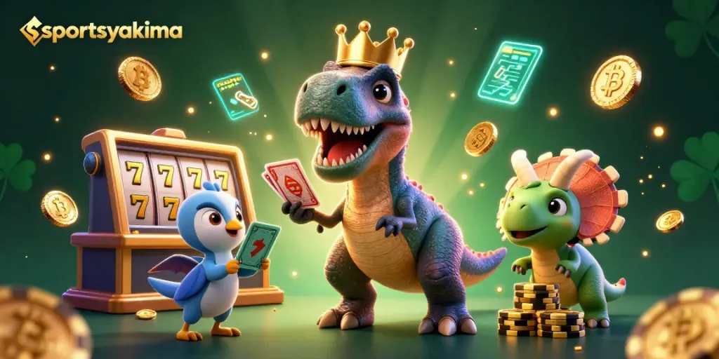 Experience the vibrant energy of sportsyakima with animated casino characters betting and winning.
