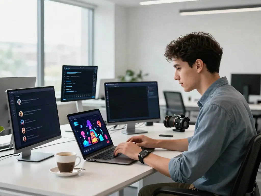 Engaged user interacting with juicy ai chat interface in a modern workspace