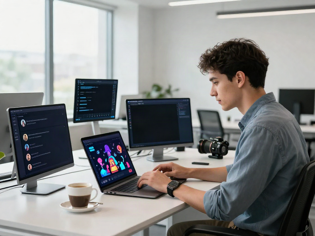 Engaged user interacting with juicy ai chat interface in a modern workspace